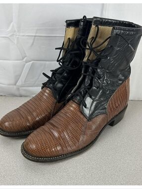 Dan Post 4142 Men's Two-Tone Brown & Black Lace-Up Boots Size 8.5M